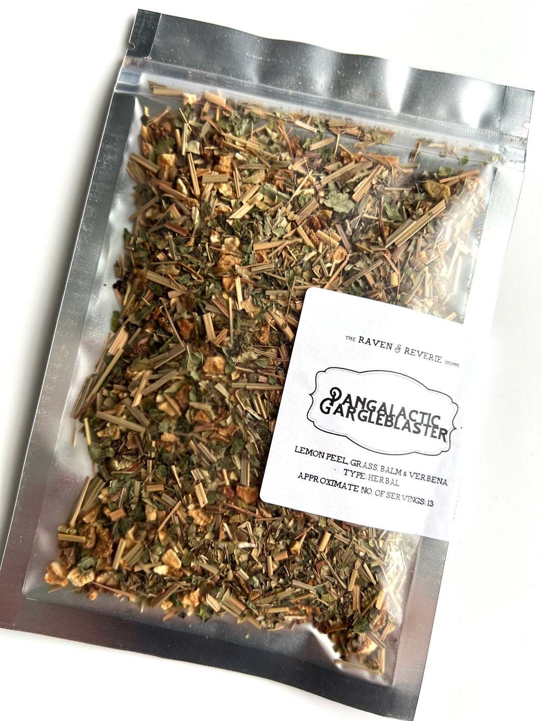 Pangalacticgargleblaster- lemon peel, grass, balm & verbena herbal loose leaf tea