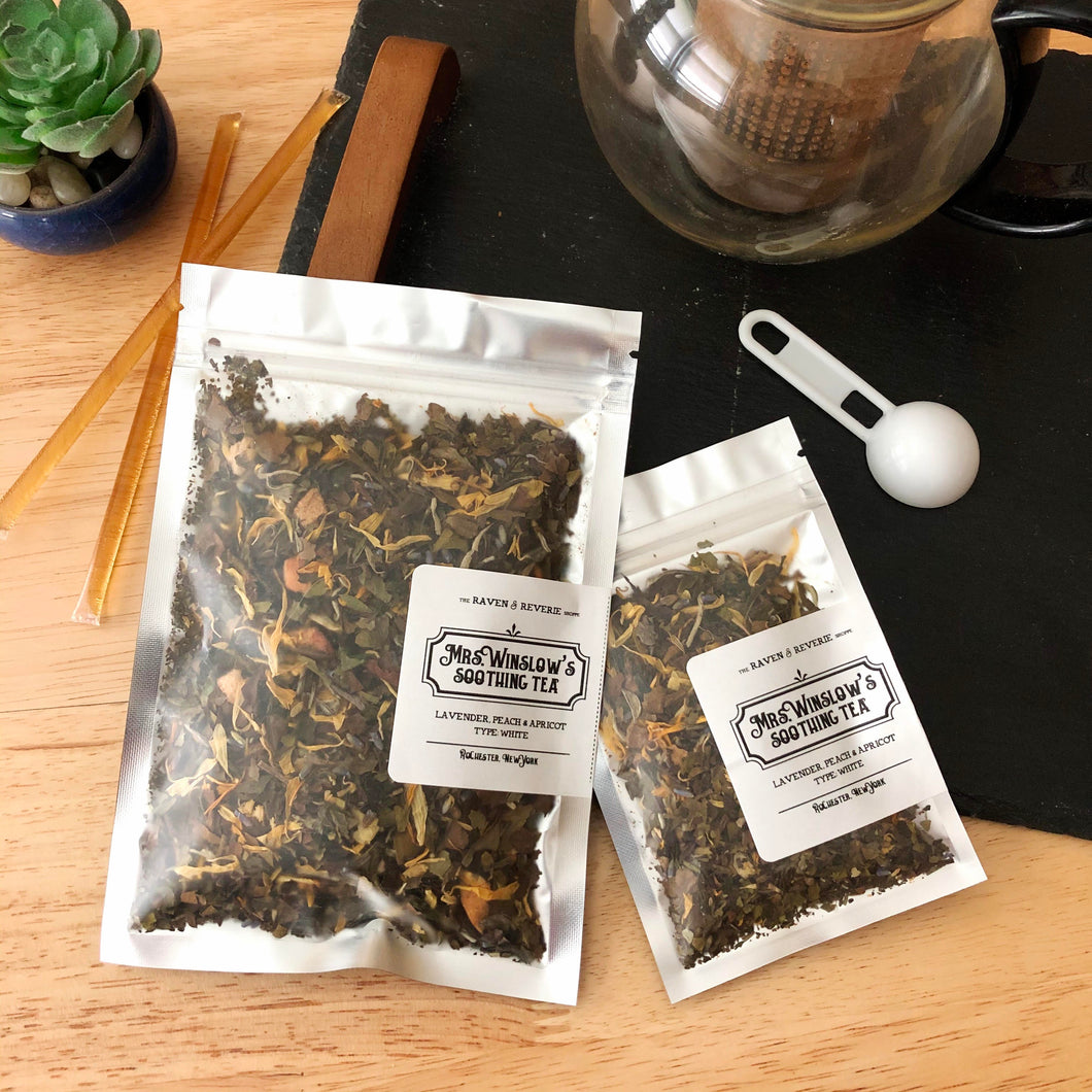 Mrs. Winslow's Soothing Tea - lavender, peach, and apricot loose leaf white tea