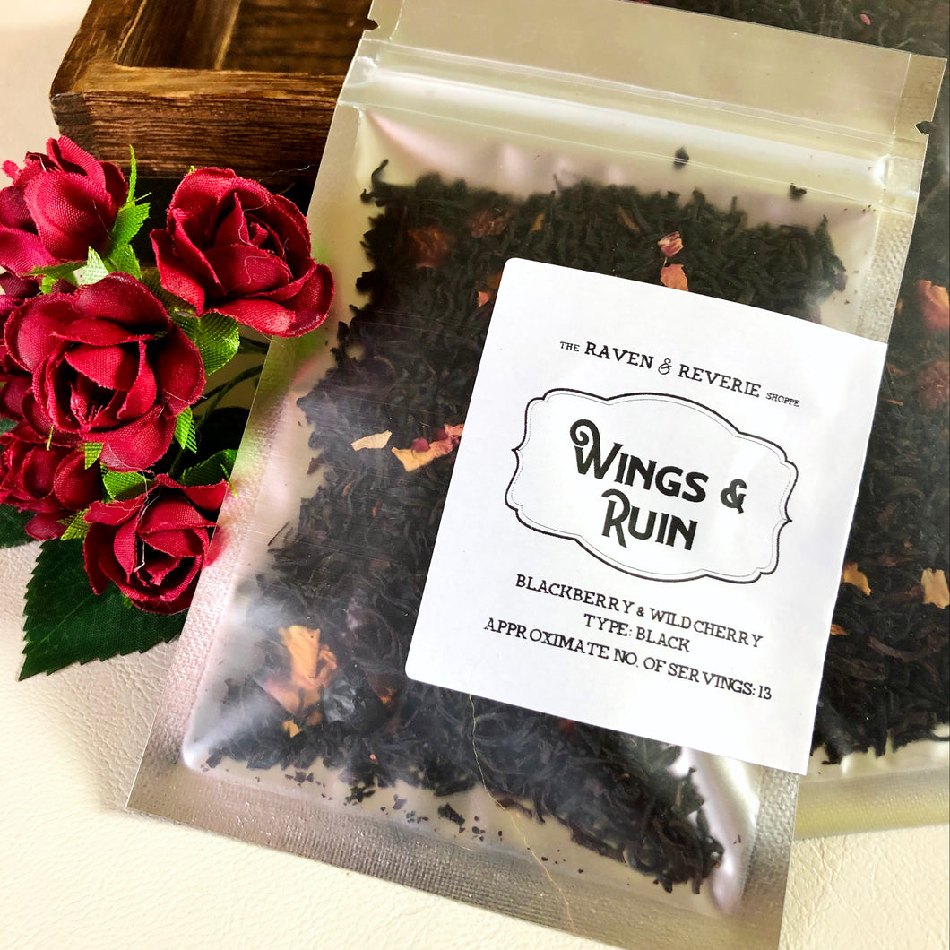 Wings and Ruin - blackberry & wild cherry black loose leaf tea