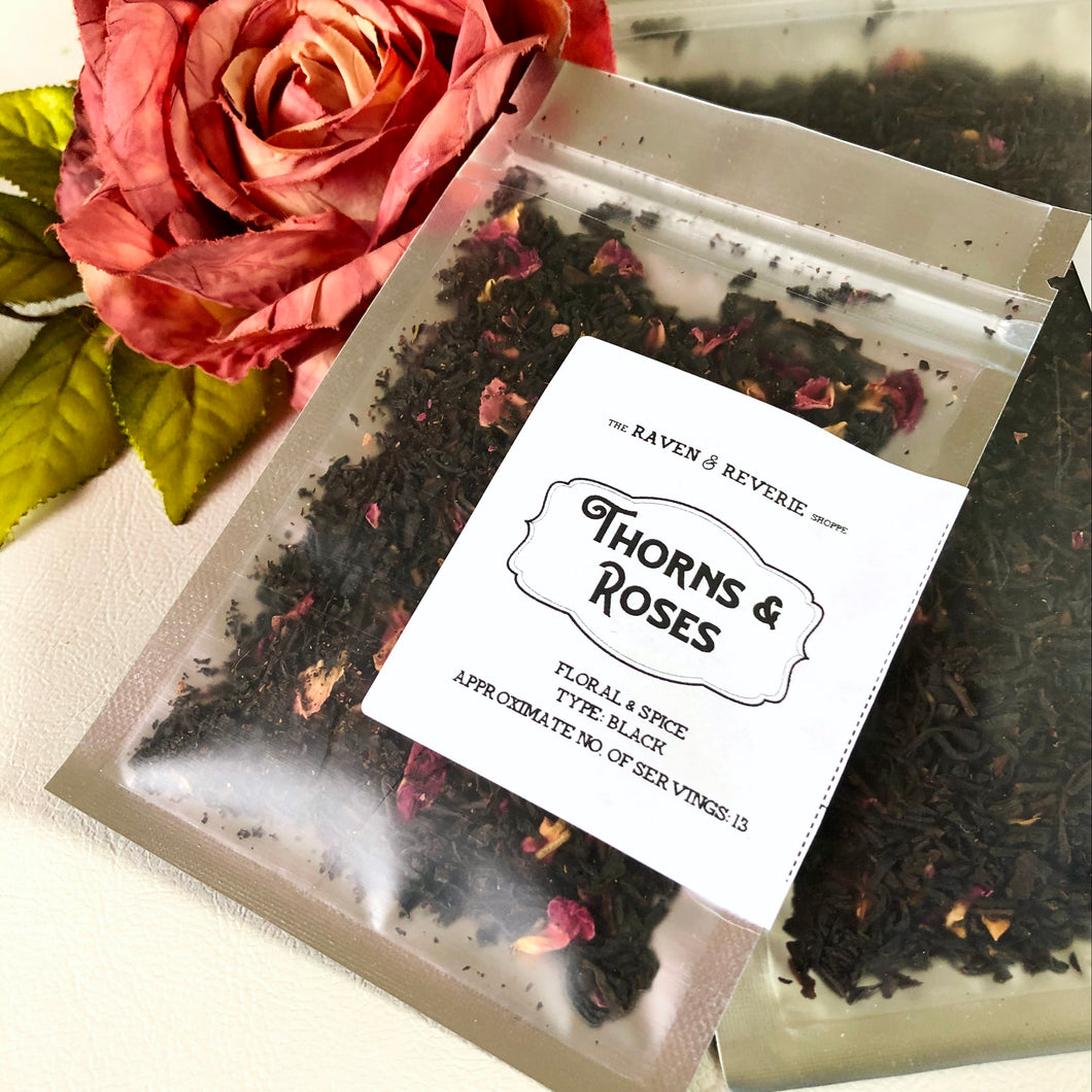 Thorns and Roses - floral rose bouquet with spice black loose leaf tea